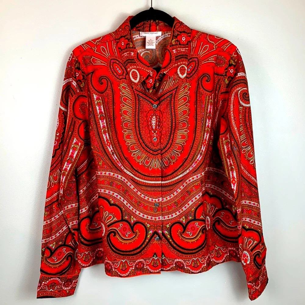 Isaac Mizrahi for Target Paisley Print Button Down Shirt NWOT - Picture 5 of 8